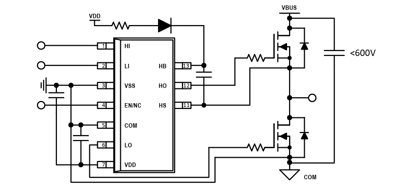 回路図 - Texas Instruments UCC2773x/-Q1 ハーフブリッジ ゲートドライバ