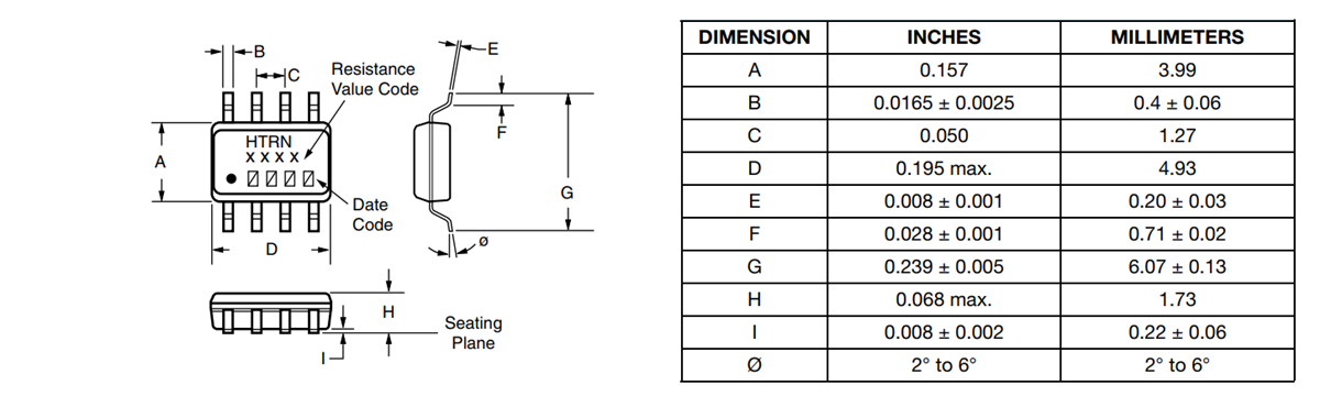 Mechanical Drawing - Vishay / Thin Film HTRN High Temperature Resistors