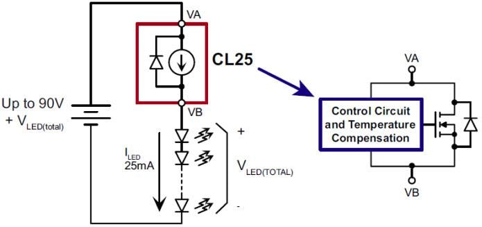 Microchip Technology CL25 温度補償定電流LEDドライバ