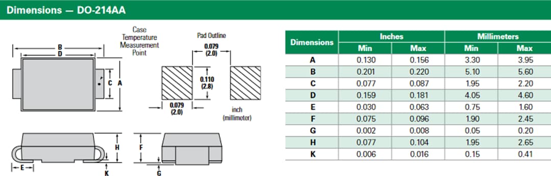 機械図面 - Littelfuse P-0S-LRP 音声-DS1 SIDACtor® 保護サイリスタ