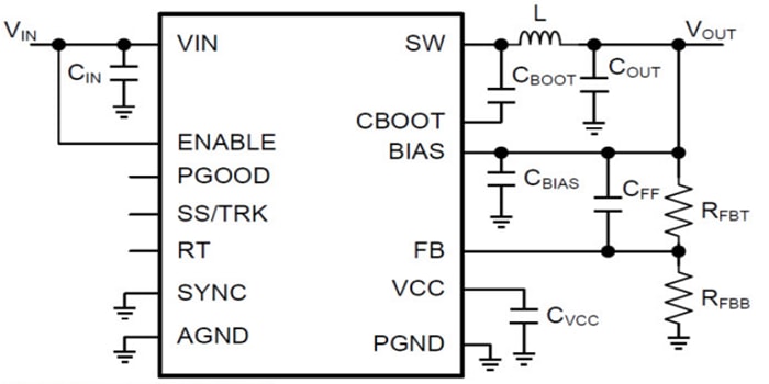 回路図 - Texas Instruments LM4600x降圧型電圧コンバーター