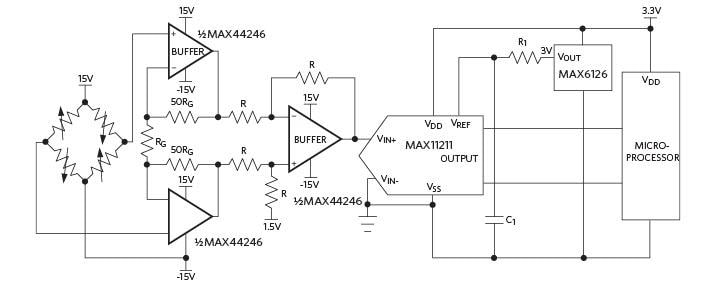 アプリケーション回路図 - Analog Devices / Maxim Integrated MAX44246オペアンプ