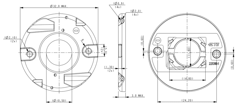 機械図面 - TE Connectivity Z32無はんだLEDホルダ