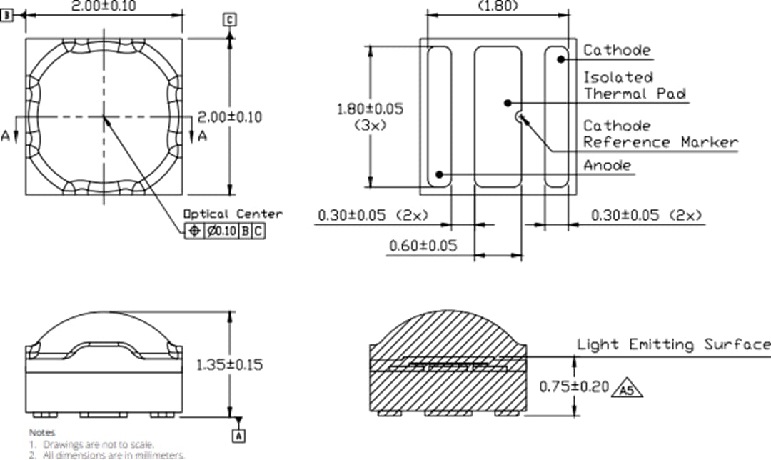 機械図面 - Lumileds Lumileds LUXEON CカラーラインLED