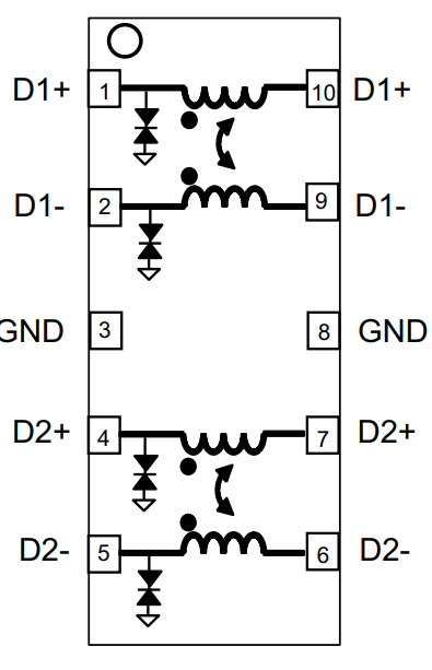 STMicroelectronics ECMF04-4HSWM10コモンモードフィルタ