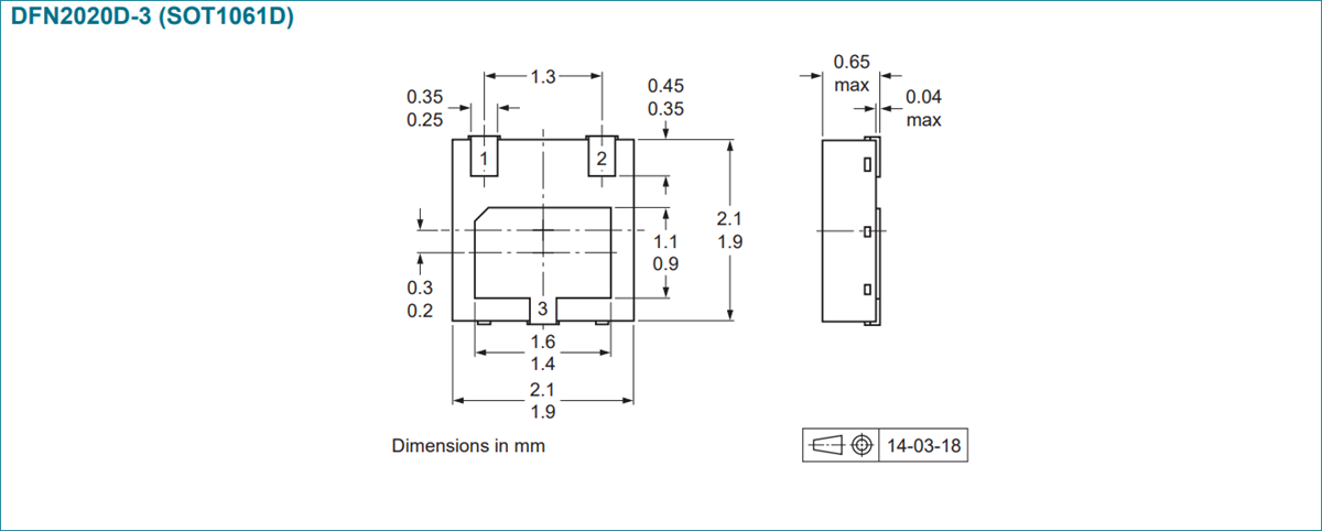 機械図面 - Nexperia BC5xPAS NPN中電力トランジスタ