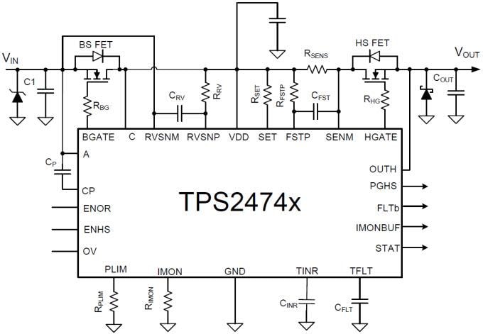 回路図 - Texas Instruments Texas Instruments TPS2474x高性能ホットスワップ& ORingコントローラ