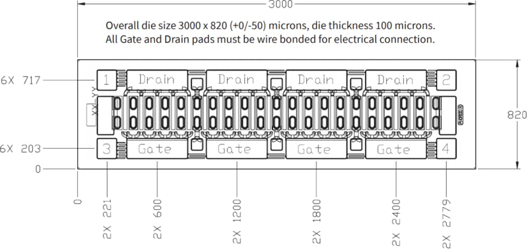 機械図面 - MACOM CGHV600 6GHz GaN HEMT