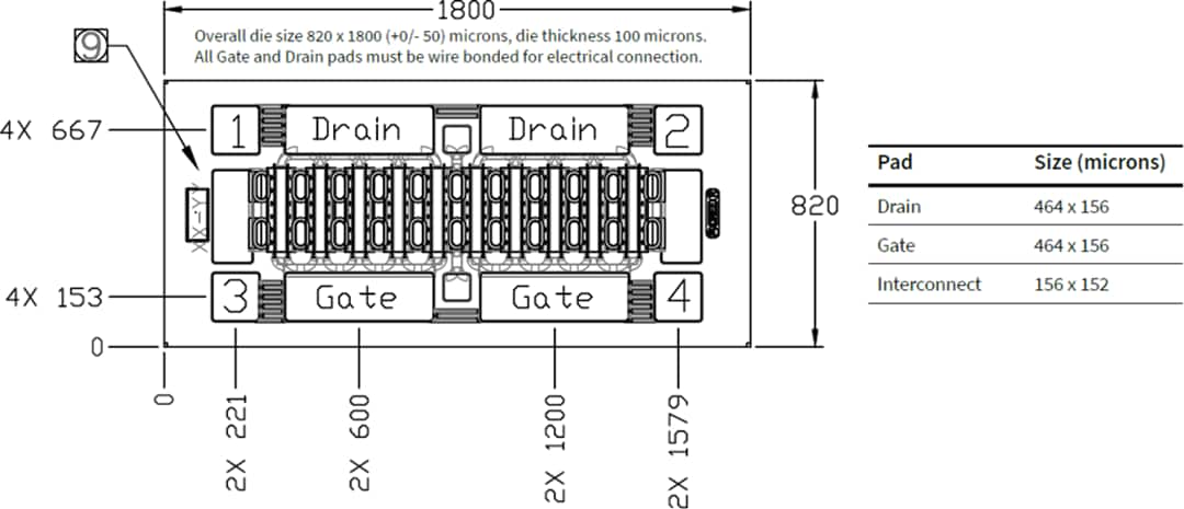 機械図面 - MACOM CGHV600 6GHz GaN HEMT