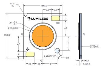 機械図面 - Lumileds LUXEON CoB第3世代LED