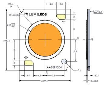 機械図面 - Lumileds LUXEON CoB第3世代LED