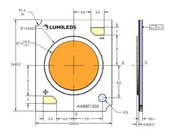 機械図面 - Lumileds LUXEON CoB第3世代LED