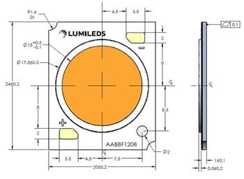 機械図面 - Lumileds LUXEON CoB第3世代LED