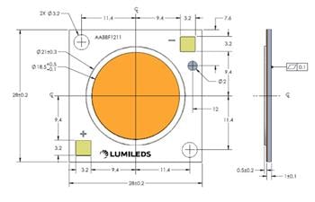 機械図面 - Lumileds LUXEON CoB第3世代LED