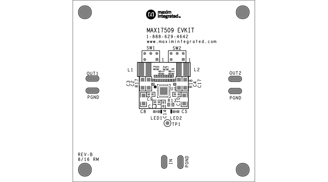 機械図面 - Analog Devices / Maxim Integrated MAX17509評価キット
