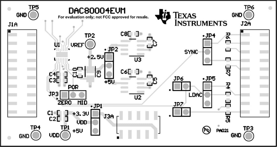 機械図面 - Texas Instruments DAC80004EVM DAC評価モジュール（EVM）