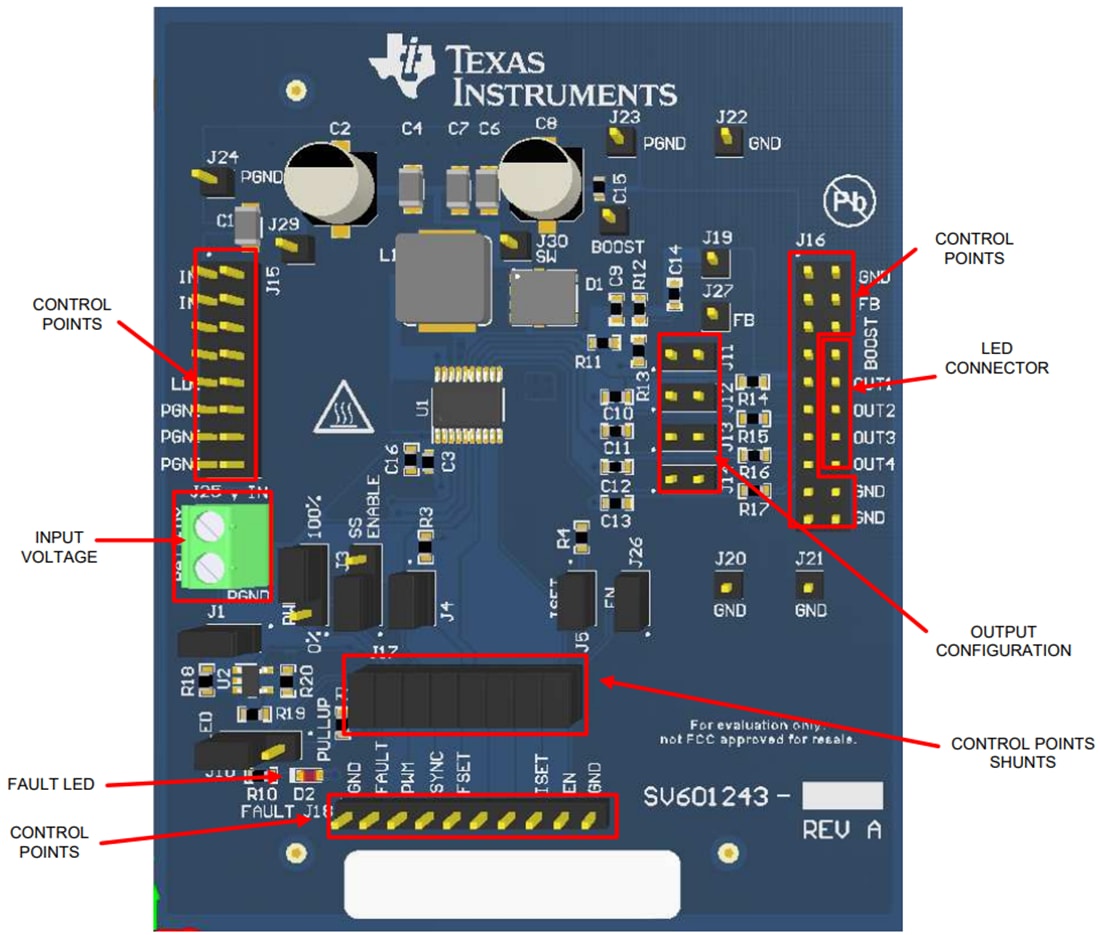 機械図面 - Texas Instruments TPS61194EVM LED Driver評価モジュール