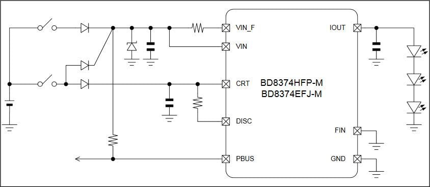 アプリケーション回路図 - ROHM Semiconductor BD8374 1ch車載用ソースドライバ