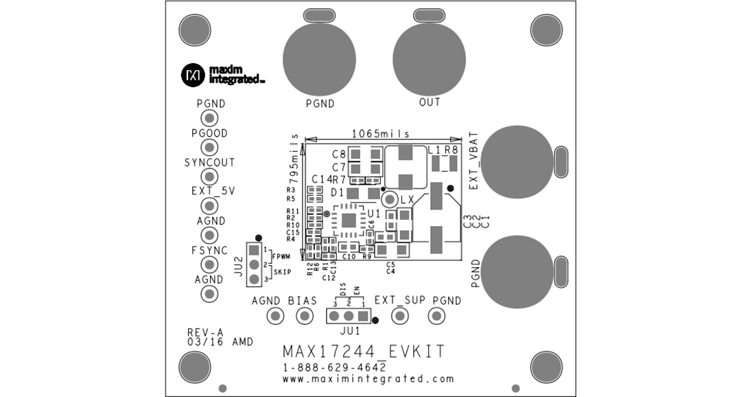 機械図面 - Analog Devices / Maxim Integrated MAX17245EVKIT評価キット