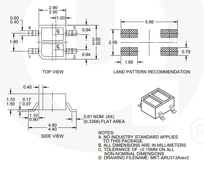 onsemi / Fairchild QRE1113超小型反射物体センサ