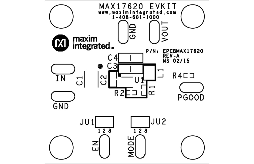 機械図面 - Analog Devices / Maxim Integrated MAX17620EVKIT評価キット