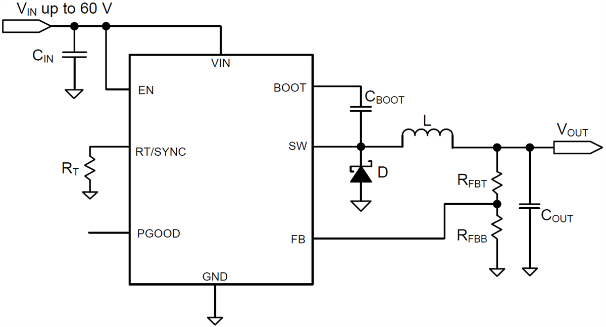 回路図 - Texas Instruments LMR16020 SIMPLE SWITCHER®降圧型コンバータ