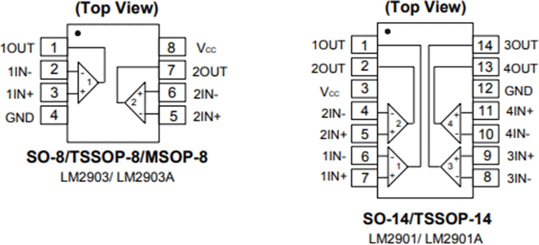 機械図面 - Diodes Incorporated LM2903差動コンパレータ