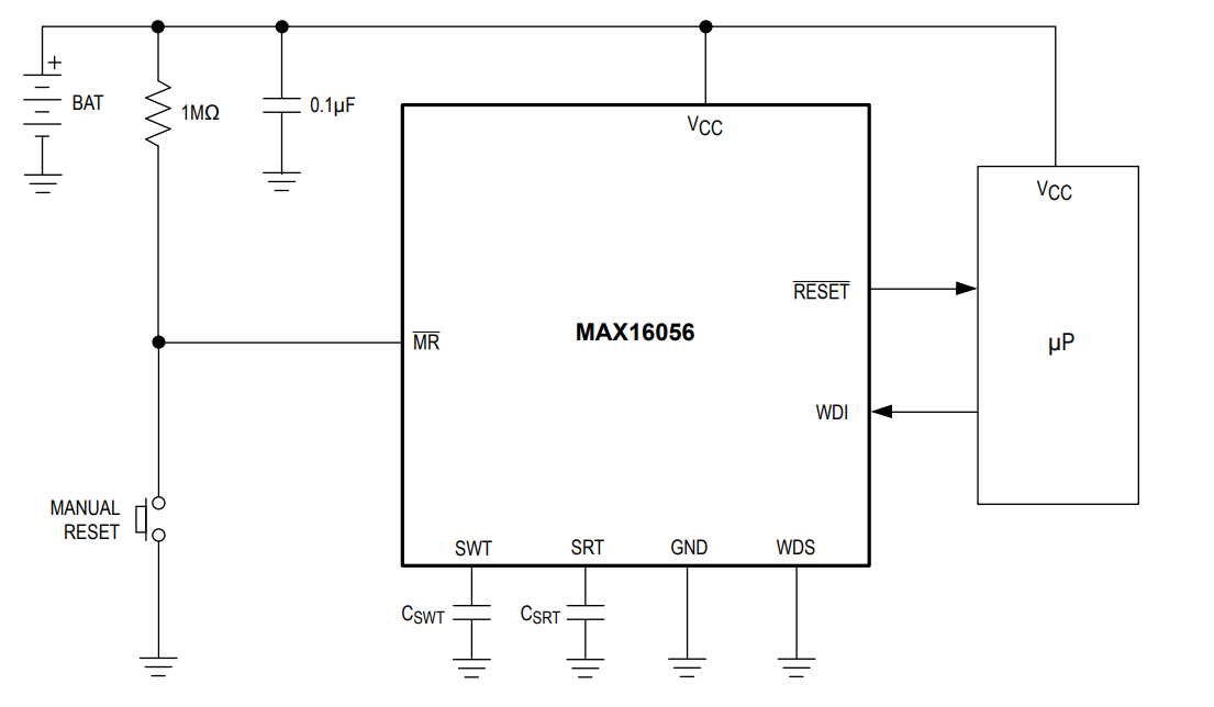 アプリケーション回路図 - Analog Devices / Maxim Integrated MAX16056–MAX16059 Nanopower監視回路