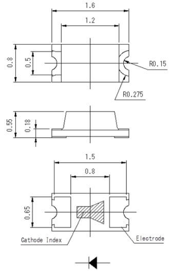 機械図面 - ROHM Semiconductor SML-D15シリーズLED