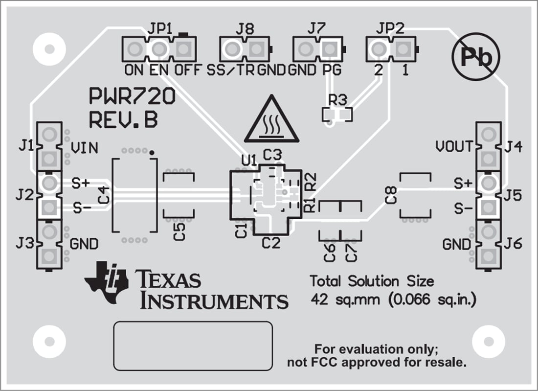 機械図面 - Texas Instruments TPS821x0EVM-720降圧型コンバータEVM
