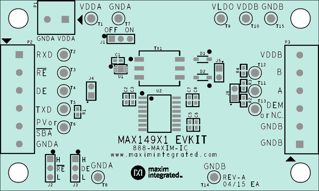 機械図面 - Analog Devices / Maxim Integrated MAX149X1EVKITの評価キット