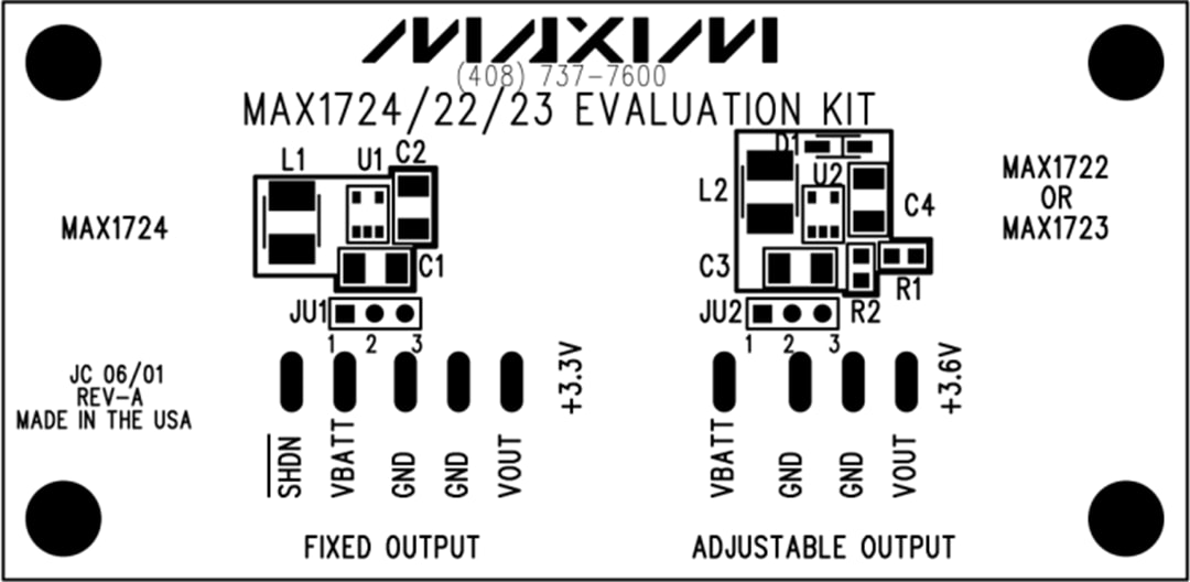機械図面 - Analog Devices / Maxim Integrated MAX1724EVKIT評価キット