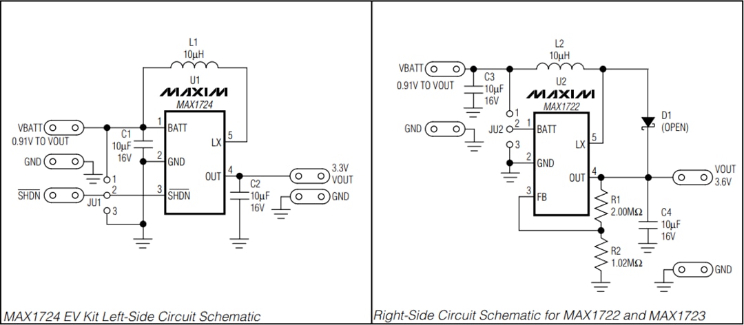 回路図 - Analog Devices / Maxim Integrated MAX1724EVKIT評価キット