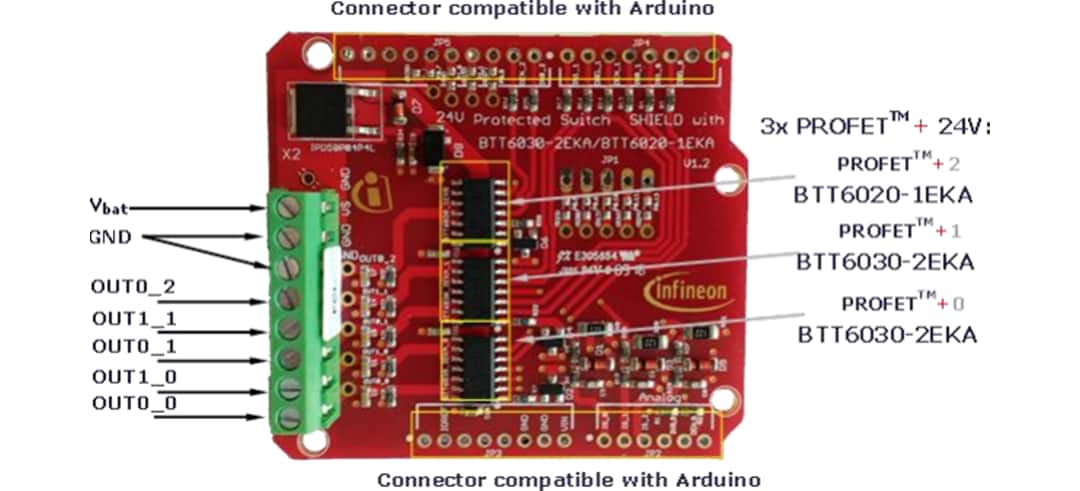Infineon Technologies 24V_SHIELD_BTT6030 24V Arduinoシールド