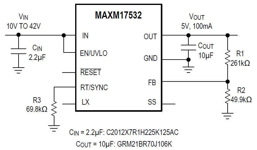 ブロック図 - Analog Devices / Maxim Integrated MAXM17532降圧型DC-DCパワーモジュール
