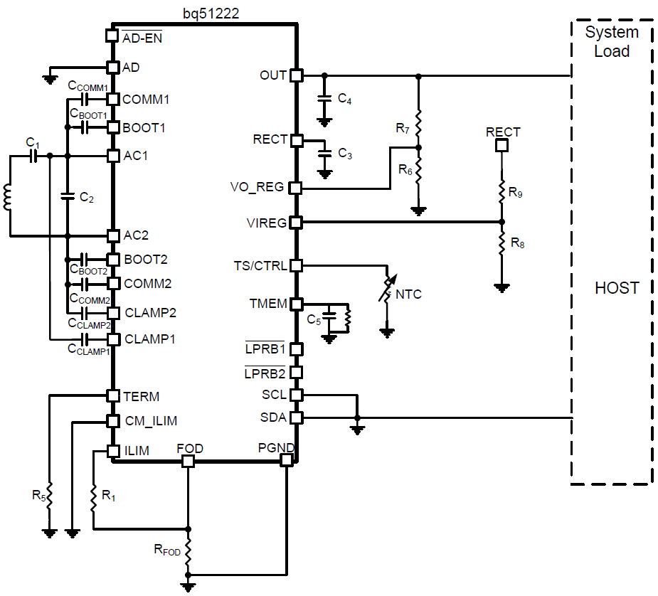 回路図 - Texas Instruments bq51222シングルチップ・ワイヤレス・パワーレシーバ