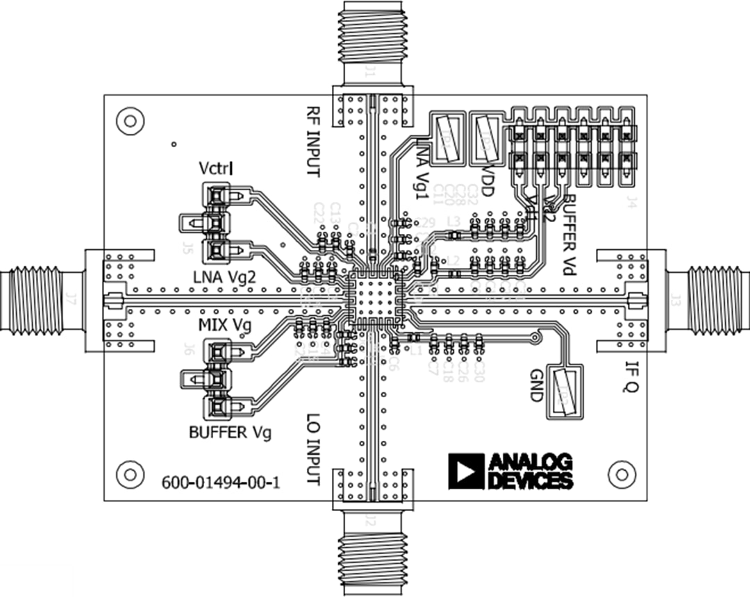 機械図面 - Analog Devices Inc. EVAL-HMC8108評価ボード