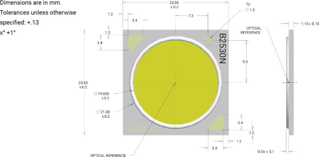 Mechanical Drawing - Cree LED XLamp® CXB2530 LEDs