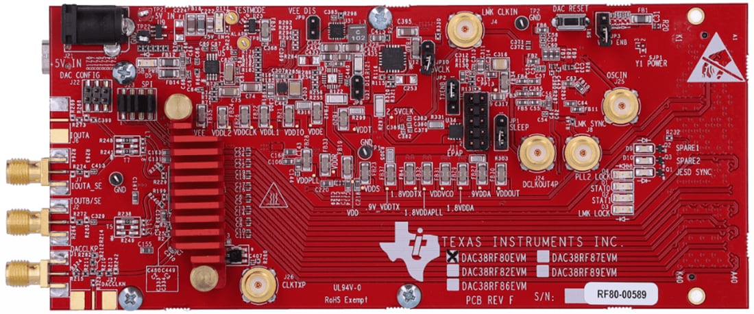 機械図面 - Texas Instruments DAC38RF80EVM評価モジュール（EVM）