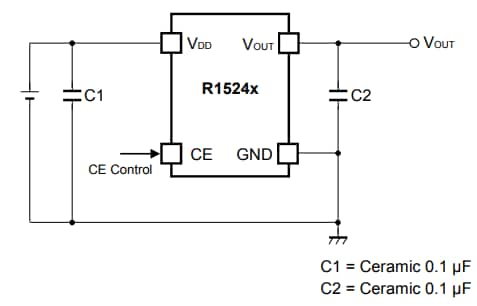 アプリケーション回路図 - Nisshinbo R1524x低消費電流LDOレギュレータ