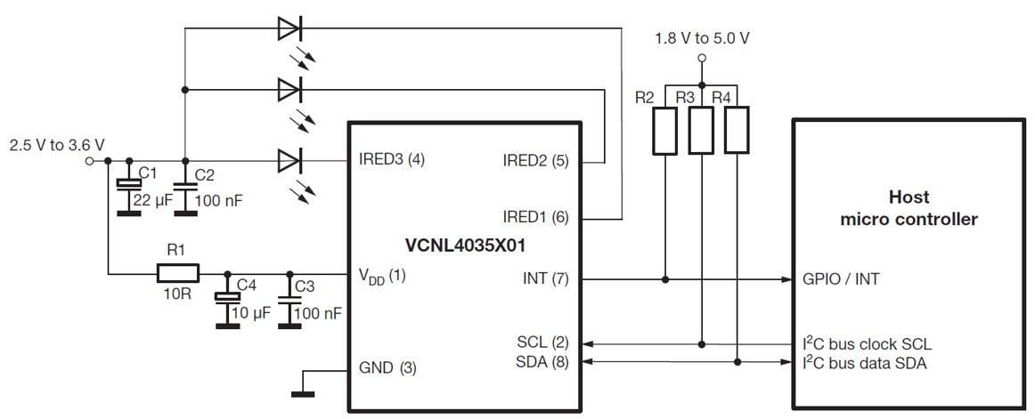 ブロック図 - Vishay Semiconductors VCNL4035近接および周囲光センサ