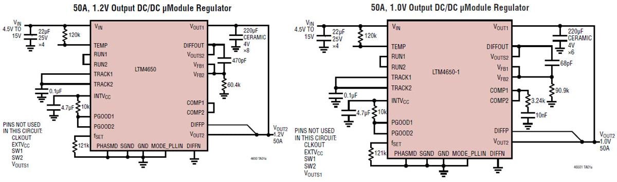 アプリケーション回路図 - Analog Devices Inc. LTM4650/1 DC/DC μModule®レギュレータ