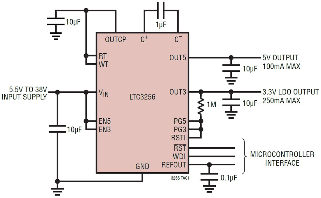 アプリケーション回路図 - Analog Devices Inc. LTC3256降圧型充電ポンプDC/DCコンバータ