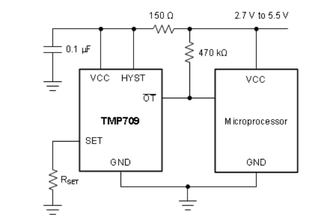 ブロック図 - Texas Instruments TMP709/TMP709-Q1トリップポイント温度スイッチ