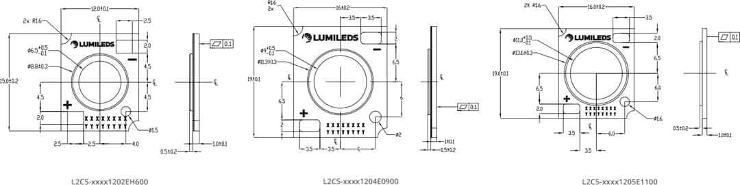 Mechanical Drawing - Lumileds LUXEON CoB Core Range High Density LEDs