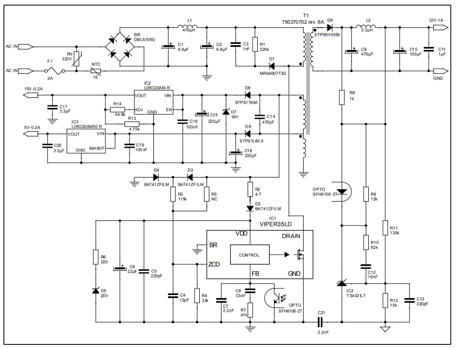 回路図 - STMicroelectronics STEVAL-ISA183V1評価ボード