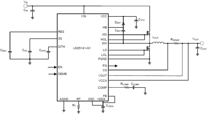 回路図 - Texas Instruments LM25141/LM25141-Q1同期バックコントローラ