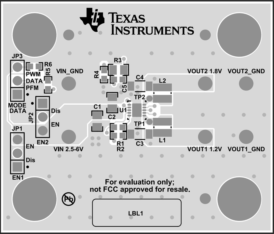 機械図面 - Texas Instruments TPS62410Q1-EVM降圧型コンバータEVM