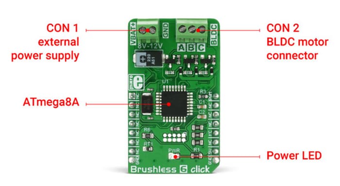 ブロック図 - Mikroe MIKROE-2847ブラシレス6クリック