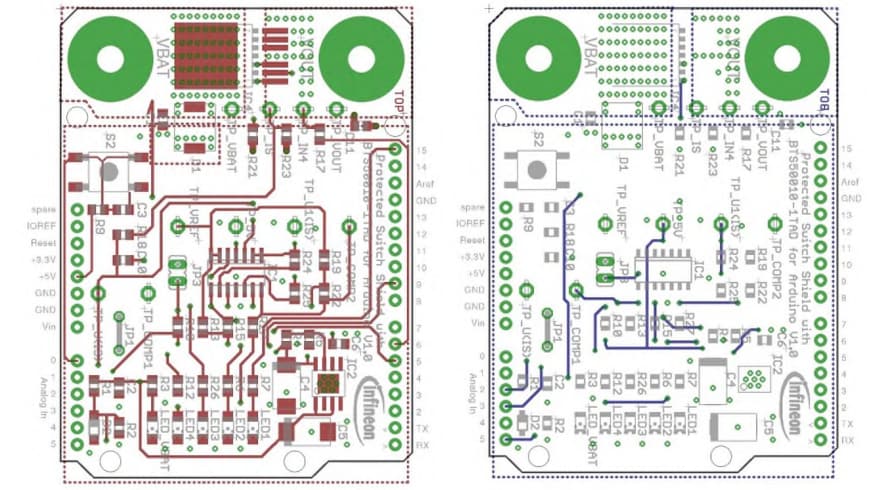 ロケーション回路 - Infineon Technologies SHIELDBTS500101T Arduinoハイサイド・スイッチ・シールド